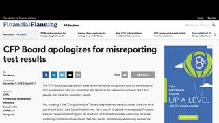 
                            10. CFP Board apologizes for misreporting test results | Financial Planning