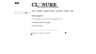 
                            2. CFP CLOSURE #5 | www.closure.uni-kiel.de