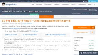 
                            7. CG Pre B.Ed. 2019 Result - Check @cgvyapam.choice.gov.in, Cut ...