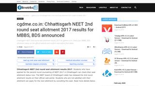 
                            12. cgdme.co.in: Chhattisgarh NEET 2nd round seat allotment 2017 ...