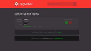 
                            12. cgmeetup.net passwords - BugMeNot