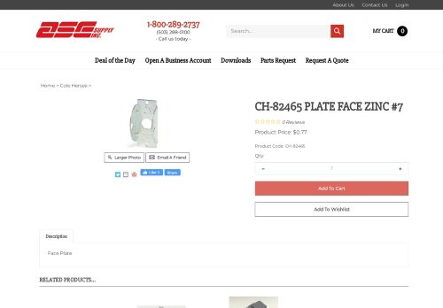 
                            11. CH-82465 PLATE FACE ZINC #7 - ASE Supply Outlet Store