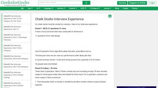 
                            9. Chalk Studio Interview Experience - GeeksforGeeks