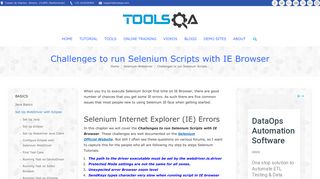 
                            8. Challenges to run Selenium Scripts with IE Browser - ToolsQA