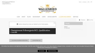 
                            8. Championnat Fribourgeois BCF, Qualification – Golf Club Wallenried