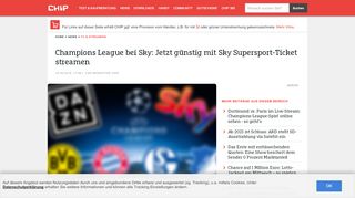 
                            9. Champions League bei Sky: Jetzt günstig mit Sky Supersport-Ticket ...