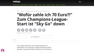 
                            11. Champions League: Störung bei Sky – Sky Go funktioniert nicht - watson