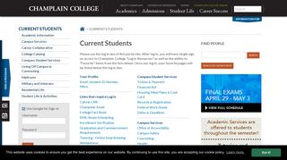 
                            13. Champlain College Current Students Portal
