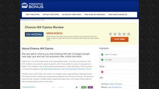 
                            13. Chance Hill Casino Review - Free Spins Bonus NZ - 2019