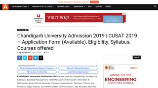 
                            6. Chandigarh University Admission 2019 | CU SAT 2019 – Applications ...