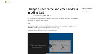 
                            3. Change a user name and email address in Office 365 | Microsoft Docs