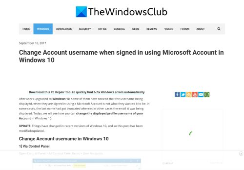 
                            7. Change Account username in Windows 10 - The Windows Club