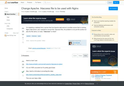 
                            3. Change Apache .htaccess file to be used with Nginx - Stack Overflow