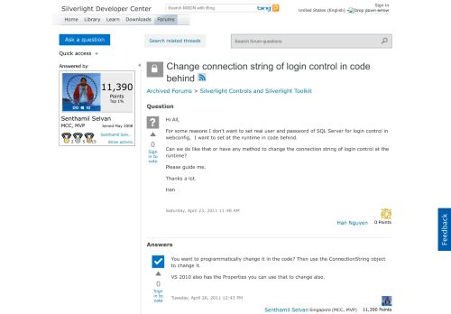 
                            1. Change connection string of login control in code behind - MSDN ...