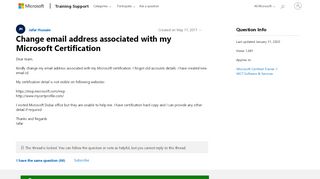 
                            2. Change email address associated with my Microsoft Certification ...