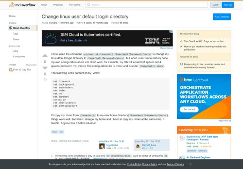 
                            2. Change linux user default login directory - Stack Overflow