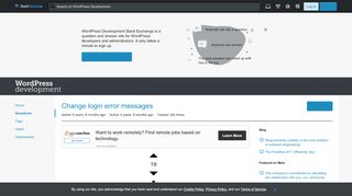 
                            4. Change login error messages - WordPress Development Stack Exchange