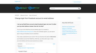 
                            6. Change login from Facebook account to email address – SUPPORT