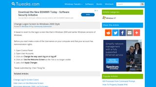 
                            1. Change Logon Screen to Windows 2000 Style - Tweaks.com