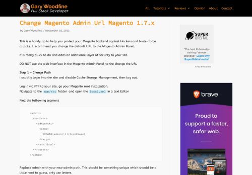 
                            10. Change Magento Admin Url Magento 1.7.x | Gary Woodfine
