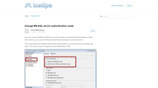 
                            12. Change MS-SQL server authentication mode – Icetips