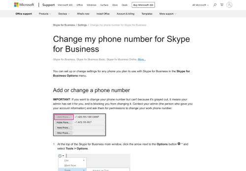
                            6. Change my phone number for Skype for Business - Skype for Business