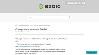 
                            7. Change name servers at SiteSell – Ezoic