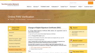 
                            13. change of Digital Signature Certificate (DSC) - TIN