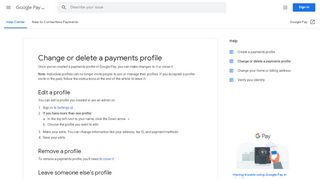 
                            2. Change or delete a payments profile - Google Pay Help