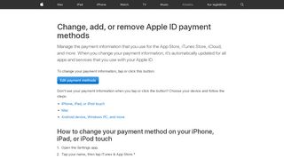 
                            5. Change or remove your Apple ID payment information - Apple Atbalsts