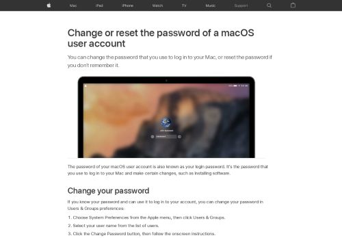 
                            3. Change or reset the password of a macOS user account - ...