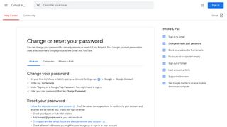 
                            6. Change or reset your password - Android - Gmail Help