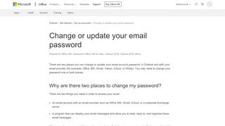 
                            5. Change or update your email password - Office Support