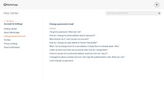 
                            6. Change password / Email - MyHeritage