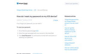 
                            7. Change password – Hotspot Shield Help Center