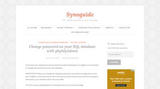 
                            4. Change password on your SQL database with phpMyAdmin - Synoguide