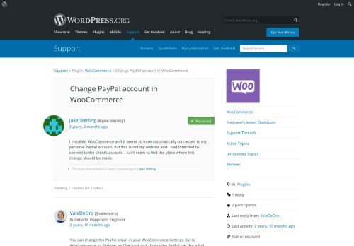 
                            10. Change PayPal account in WooCommerce | WordPress.org