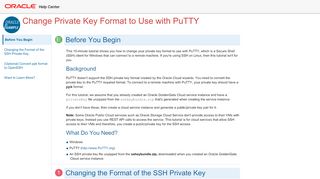 
                            11. Change Private Key Format to Use with PuTTY - Oracle Docs