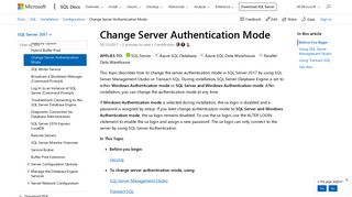 
                            1. Change Server Authentication Mode - SQL Server | Microsoft Docs