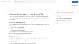 
                            8. Change the account on your Android TV - Android TV Help