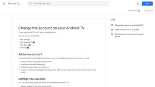 
                            10. Change the account on your Android TV - Google Support