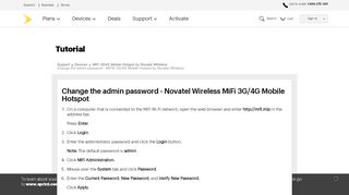 
                            13. Change the admin password - MiFi® 3G/4G Mobile ... - Sprint Support