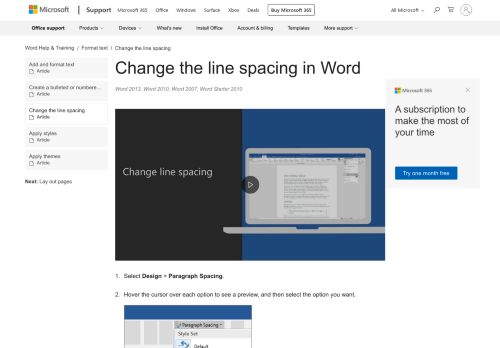 
                            3. Change the line spacing in Word - Word - Office Support - Office 365