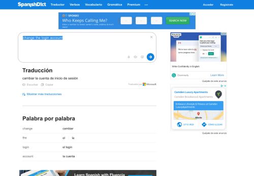 
                            6. Change the login account | Traductor inglés español - SpanishDict