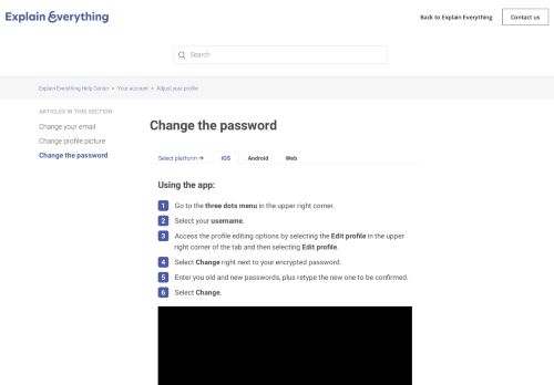 
                            3. Change the password – Explain Everything Help Center