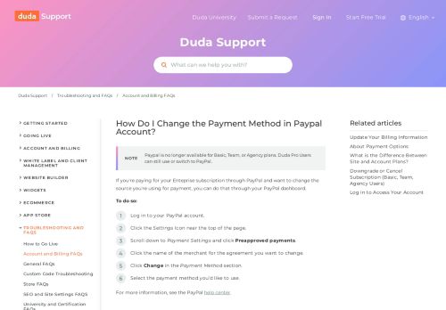 
                            5. Change the Payment Method in Your PayPal Account – Duda Support