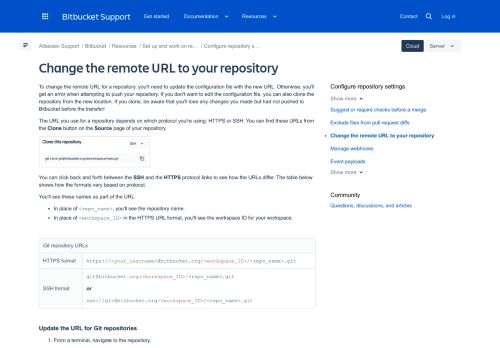 
                            12. Change the remote URL to your repository - Atlassian Documentation