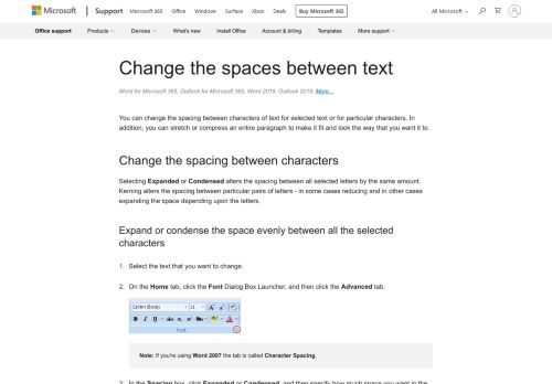 
                            2. Change the spaces between text - Office Support