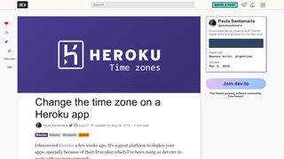 
                            10. Change the time zone on a Heroku app - DEV Community            - Dev.to