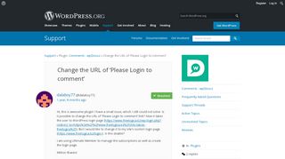
                            5. Change the URL of 'Please Login to comment' | WordPress.org
